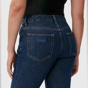 GANNI Betzy Slim Flare Jeans 26W x 32L Dark Blue Organic Cotton
